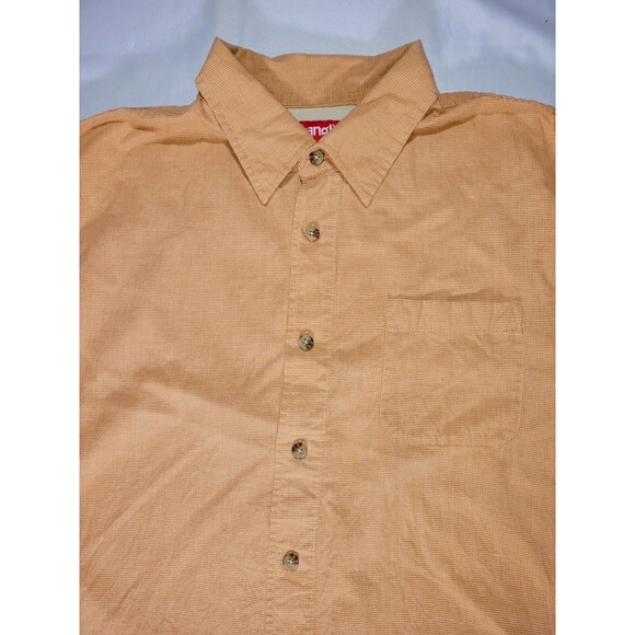 Wrangler Shirt Mens XL Button Up Orange White Micro Houndstooth Cotton - Picture 2 of 9